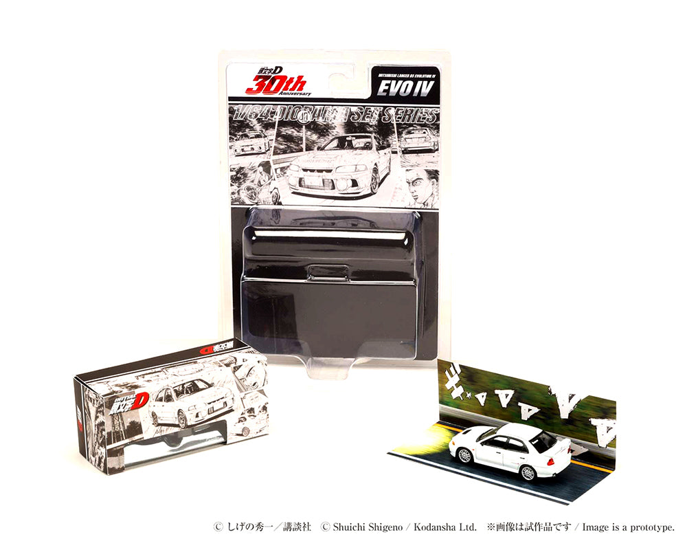 (Preorder) Hobby Japan 1:64 Initial D 30th Anniversary Mitsubishi Lancer RS Evolution IV / INITIAL D Seiji Iwaki VS Takumi Fujiwara- JDM64