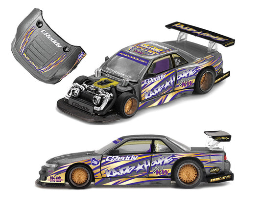 (Preorder) Kaido House x Mini GT Nissan Silvia S13-R Kaido Drift V1 Greddy – Gunmetal Gray