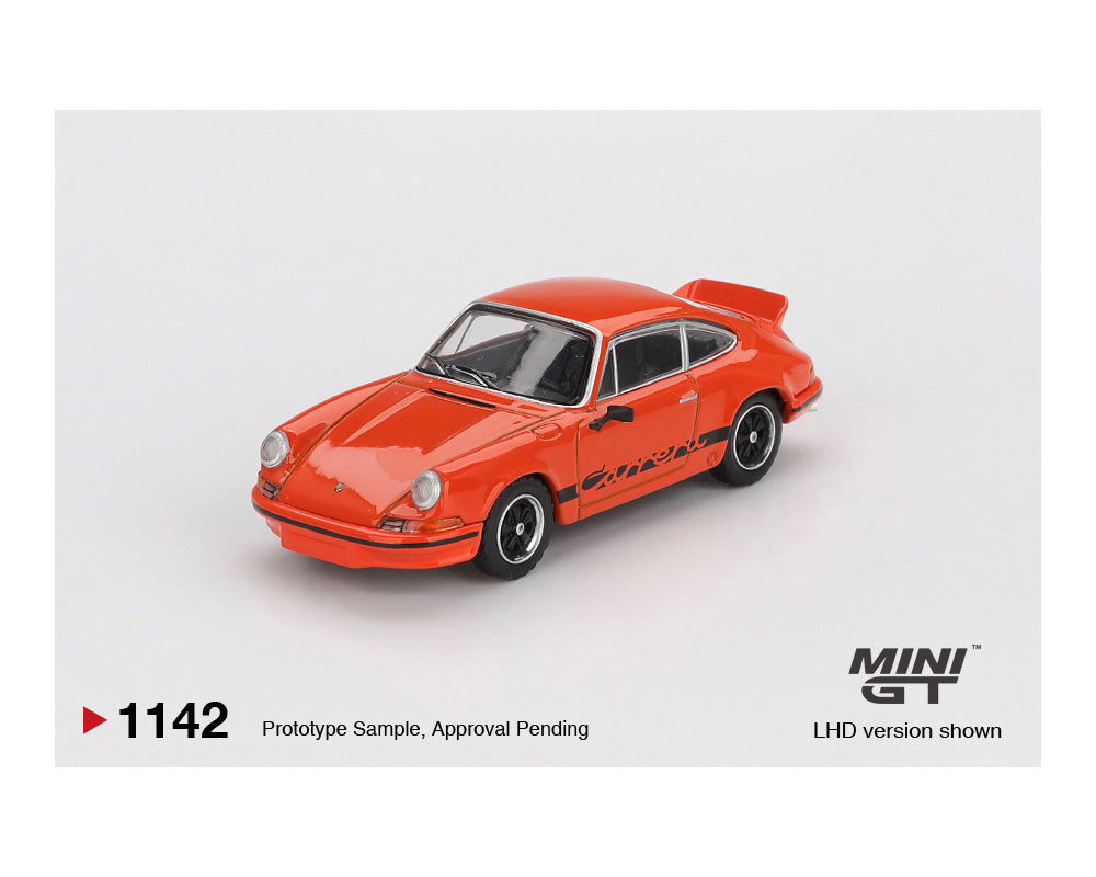 (Preorder) Mini GT 1:64 Porsche 911 Carrera RS 2.7 – Tangerine with Black Livery