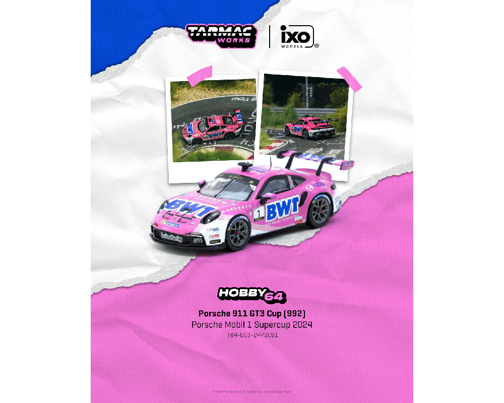 (Preorder) Tarmac Works 1:64 Porsche 911 GT3 Cup (992) Porsche Mobil 1 Supercup 2024 Harry King – Hobby64
