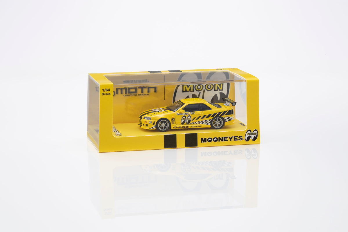 R34 GT-R Mooneyes livery side profile with LED lighting detail