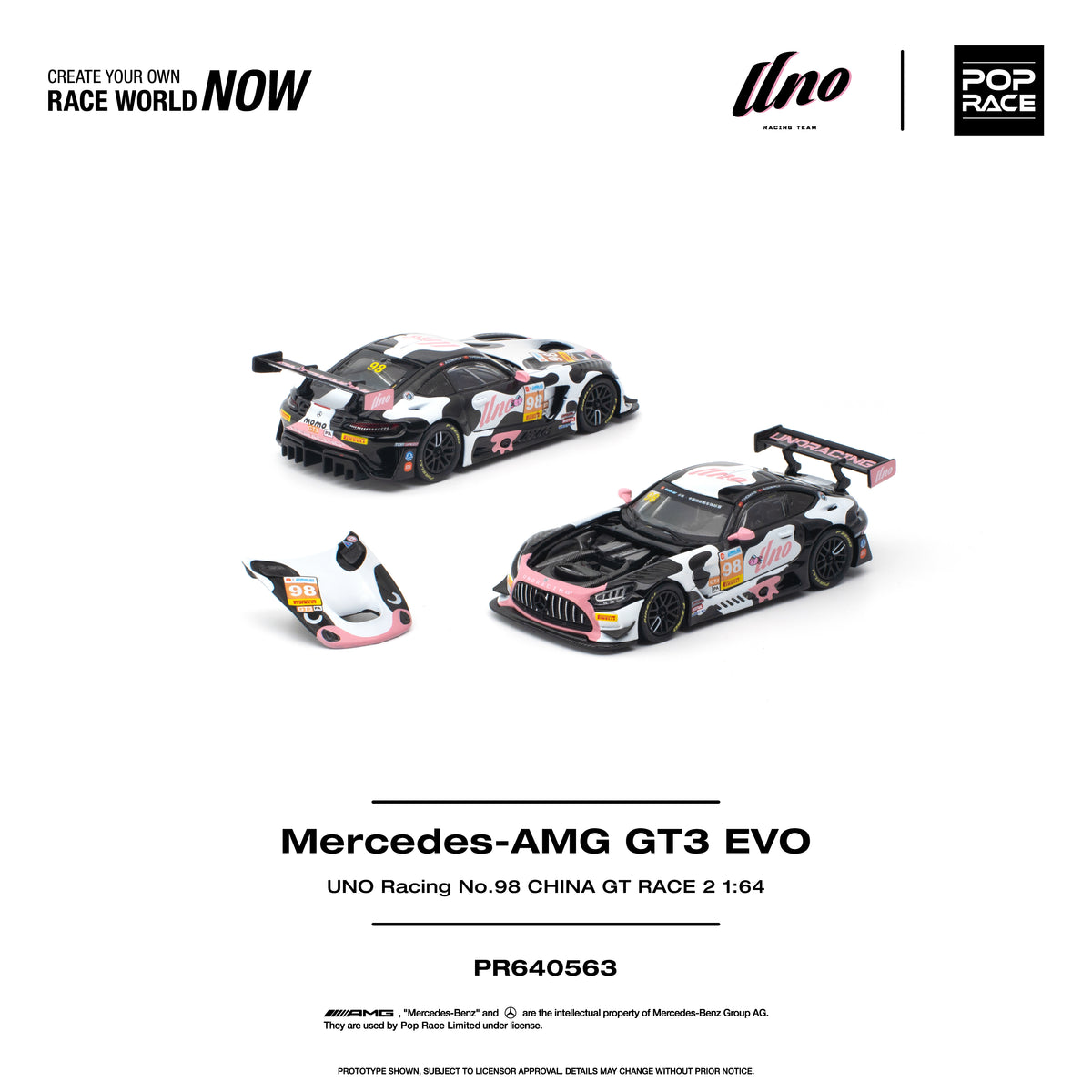 No.98 China GT race livery on Mercedes-AMG GT3 EVO Poprace collector car