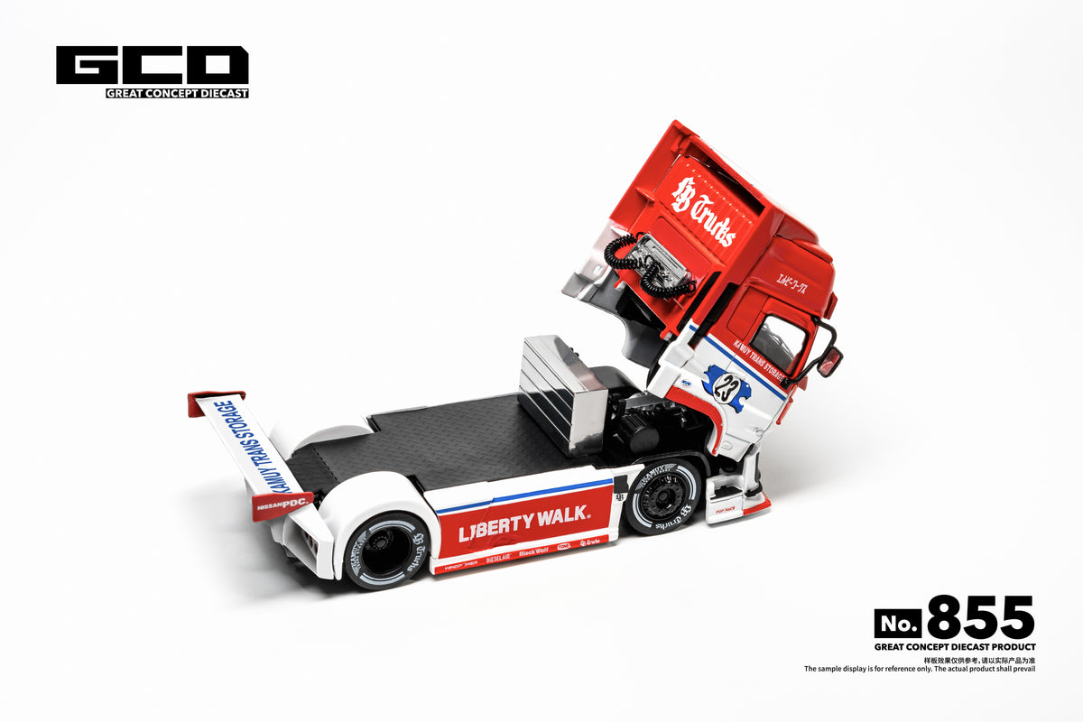 GCD LB-Truck UD Quon RHD variant, red white paint scheme, 1/64 diecast