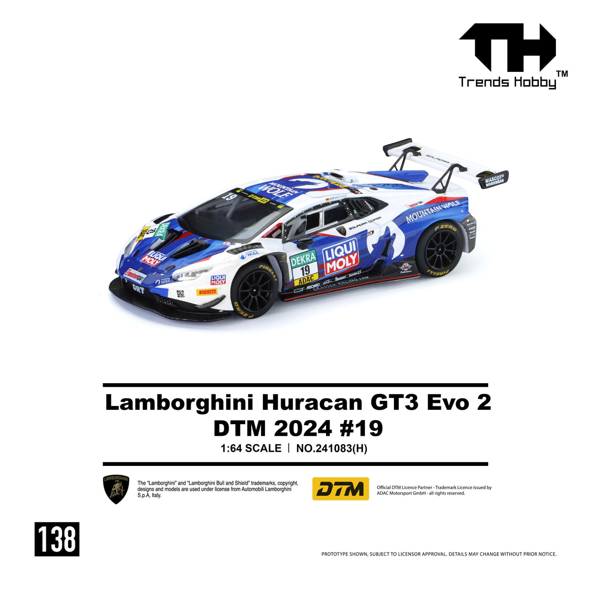 Yellow and black Lamborghini Huracán GT3 Evo2 race car DTM 2024