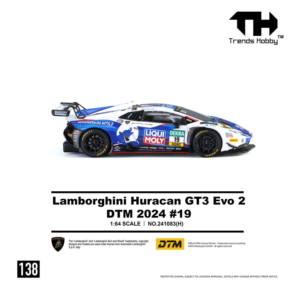Trends Hobby 1/64 Lamborghini Huracán GT3 Evo2 DTM racing livery closeup