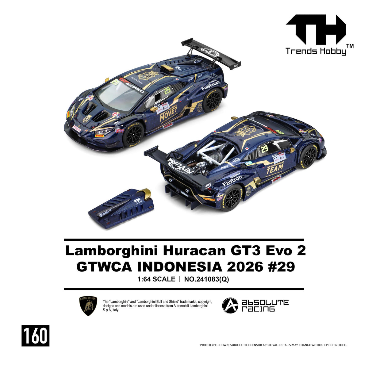 Trends Hobby 1/64 Lamborghini Huracán GT3 EVO2 GTWCA Indonesia 2026 race car number 29