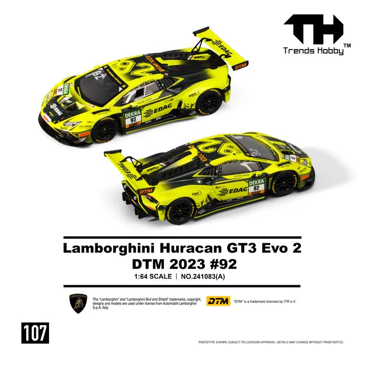 TRENDS HOBBY 1/64 LAMBORGHINI HURACAN GT3 EVO 2 DTM 2023 NO.92 241083A 1:64 diecast model