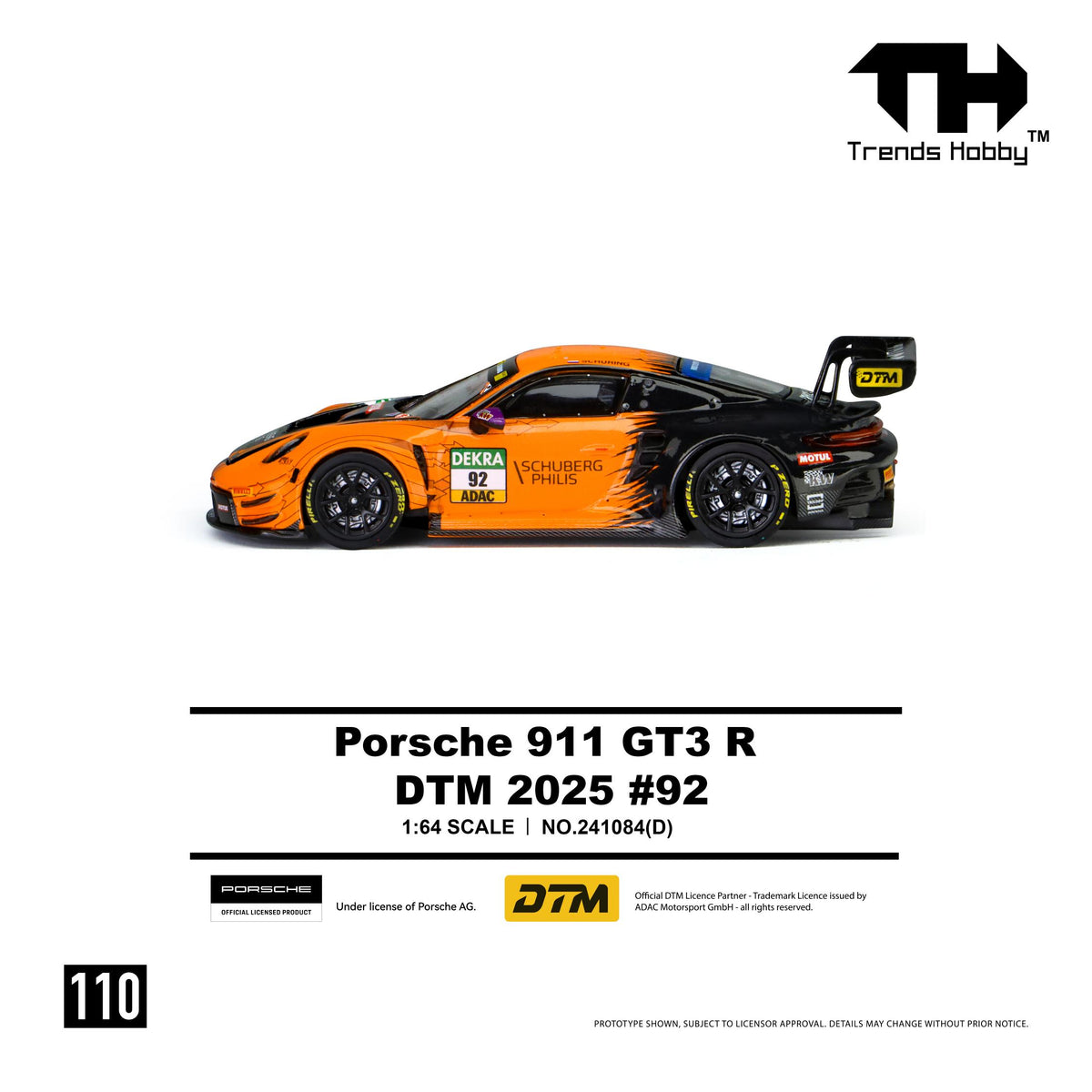 Side profile of Trends Hobby 911 R DTM #92 race car