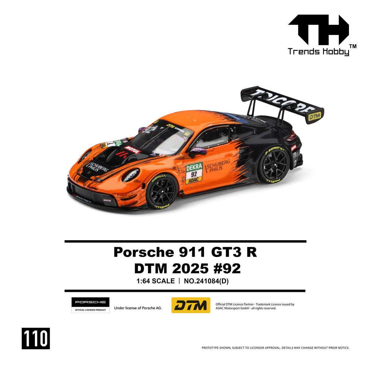 Porsche 911 R DTM 1/64 scale model in white finish