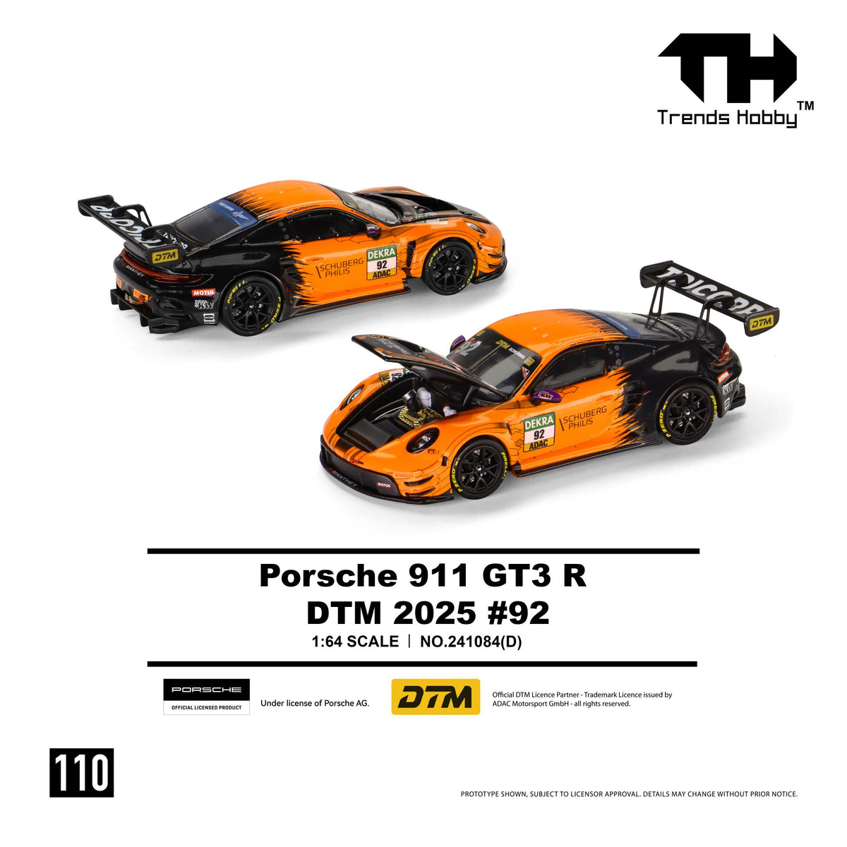 Trends Hobby 1/64 Porsche 911 R DTM #92 white racing livery