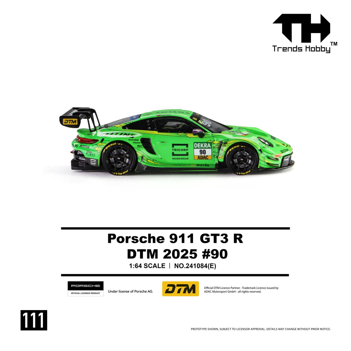 1/64 scale Porsche 911 R DTM #90 three-quarter front view