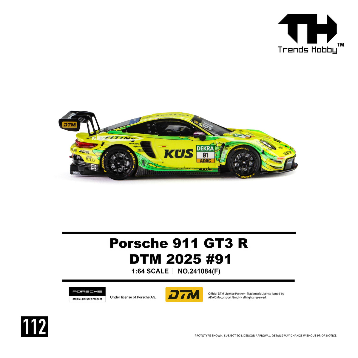 Porsche 911 R DTM race car model side profile showing sponsor graphics
