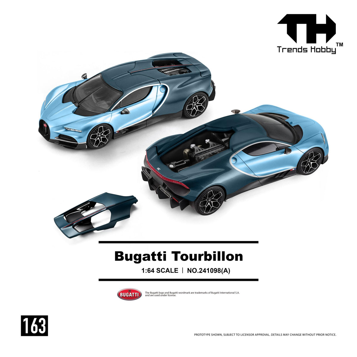 Trends Hobby 1/64 Bugatti Tourbillon in Blue Atlantic livery
