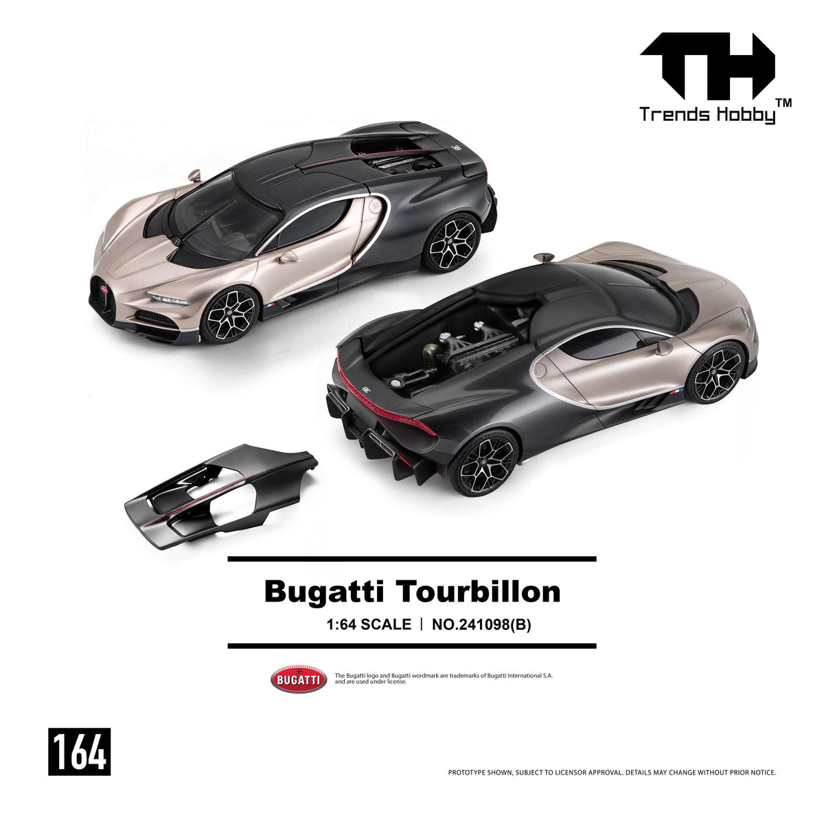 Trends Hobby 1/64 scale Bugatti Tourbillon in Doré gold finish