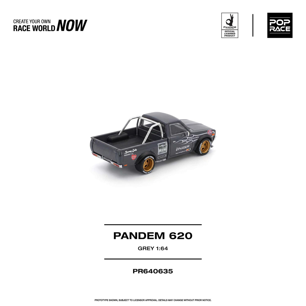 Grey Pandem 620 1/64 scale collector car, top-down view