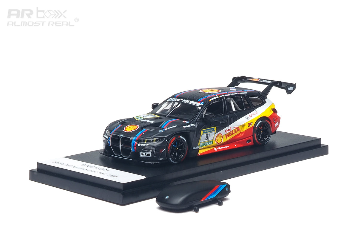 Almost Real BMW M3 Touring 24H Nurburgring diecast model in acrylic display case