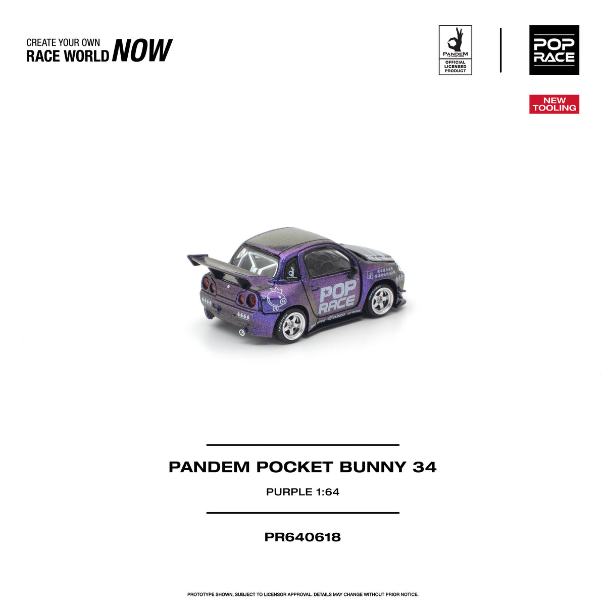 Poprace R34 tuner car model with Pandem bodywork, paper packaging
