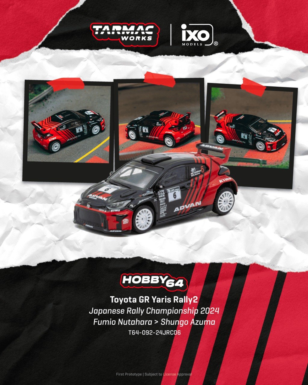 Tarmac Works 1/64 Toyota GR Yaris Rally2 in Japanese Rally Championship 2024 livery