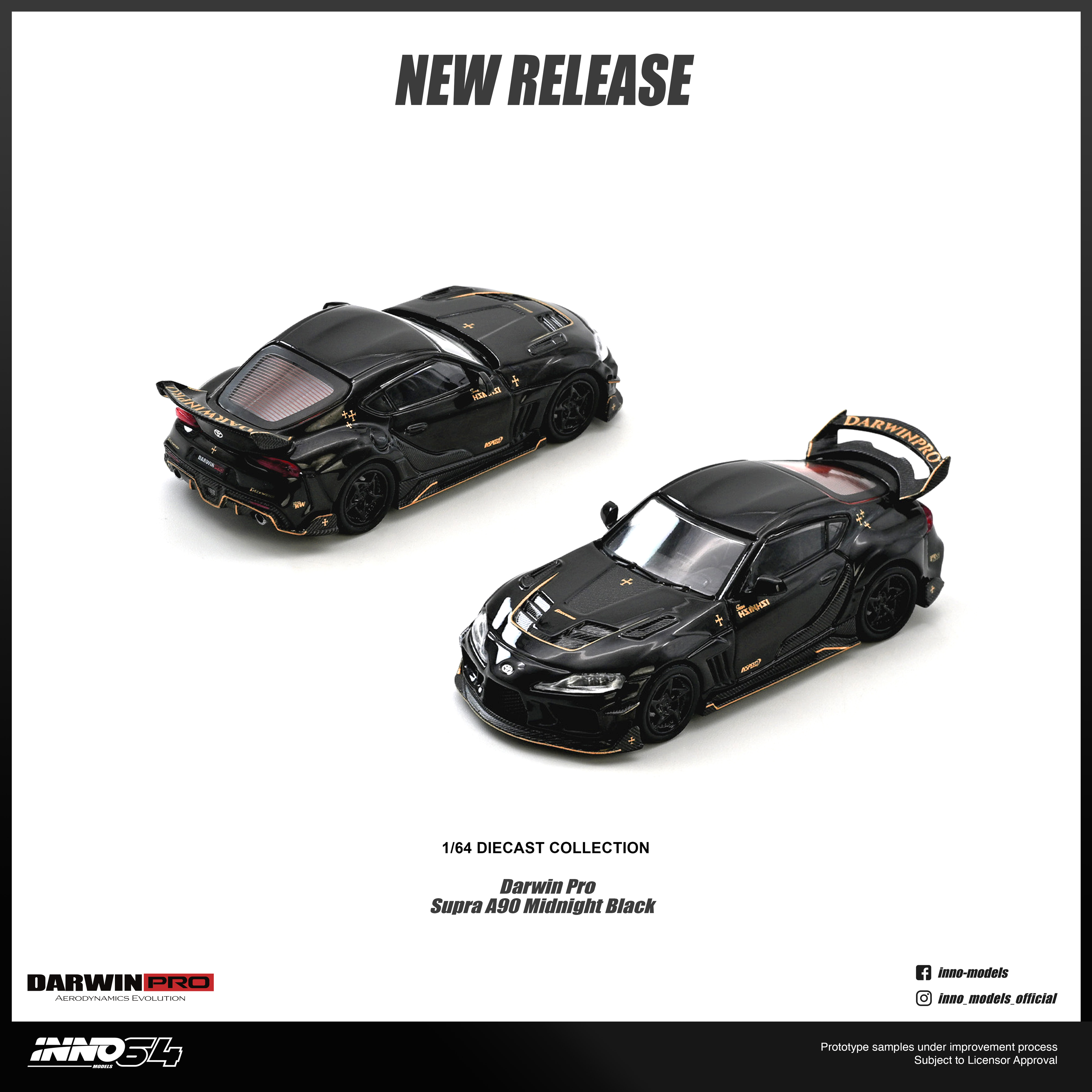 (PREORDER) INNO64 1/64 DARWIN PRO SUPRA A90 GLOSS BLACK IN64-A90DP-GBLACK