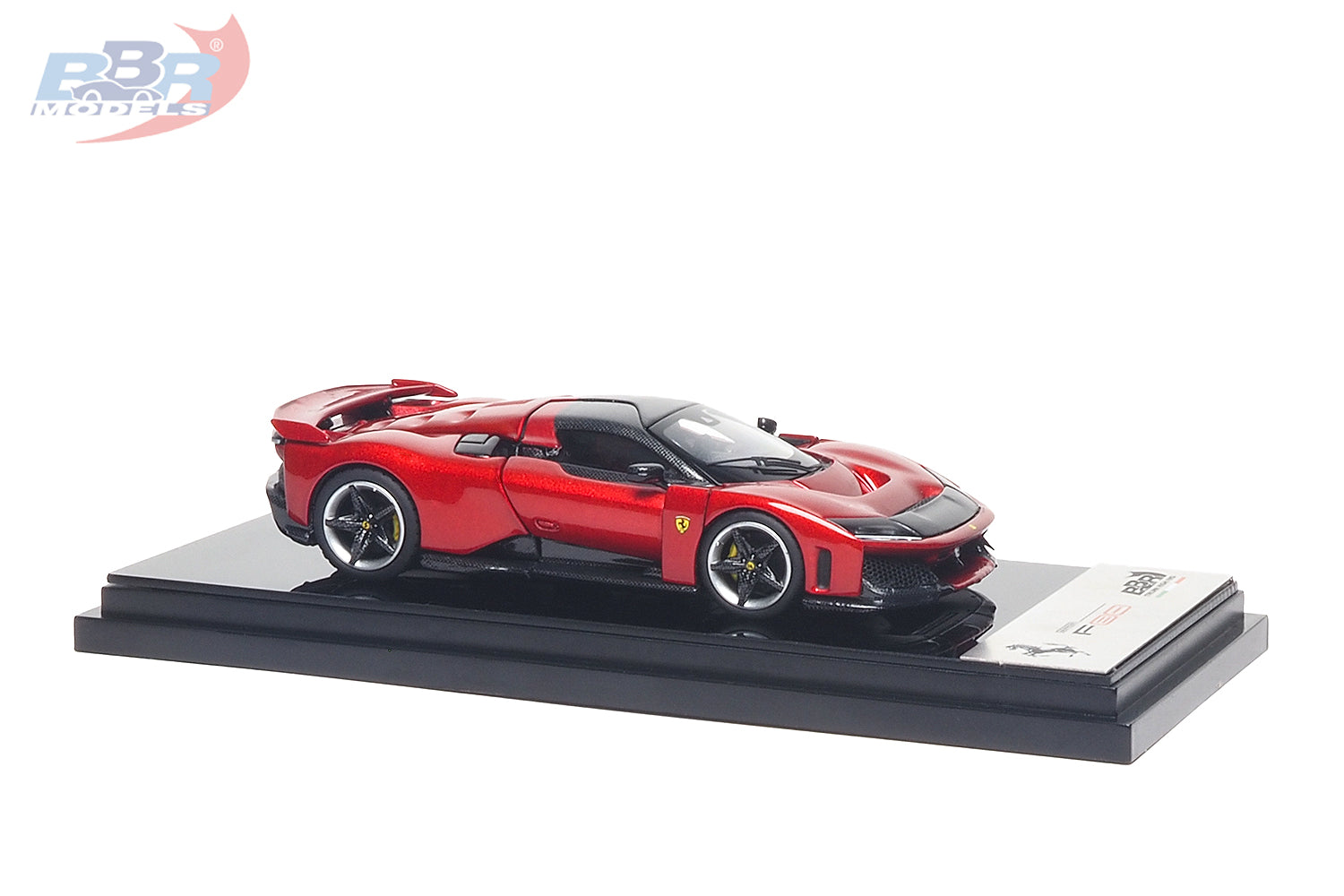 BBR 1/64 Ferrari F80 Rosso Supercar model on a black display base