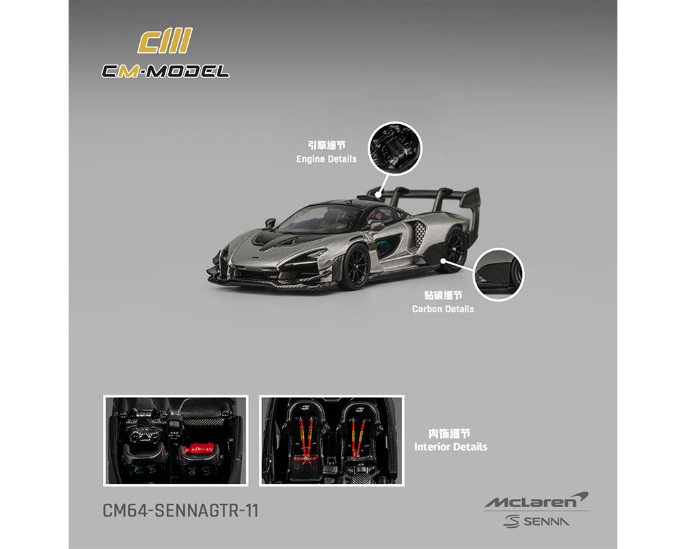 (Preorder) CM Model 1:64 McLaren Senna GTR – Metallic Silver Gray