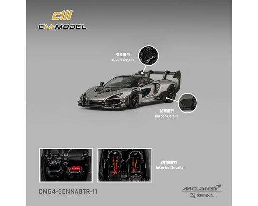 (Preorder) CM Model 1:64 McLaren Senna GTR – Metallic Silver Gray