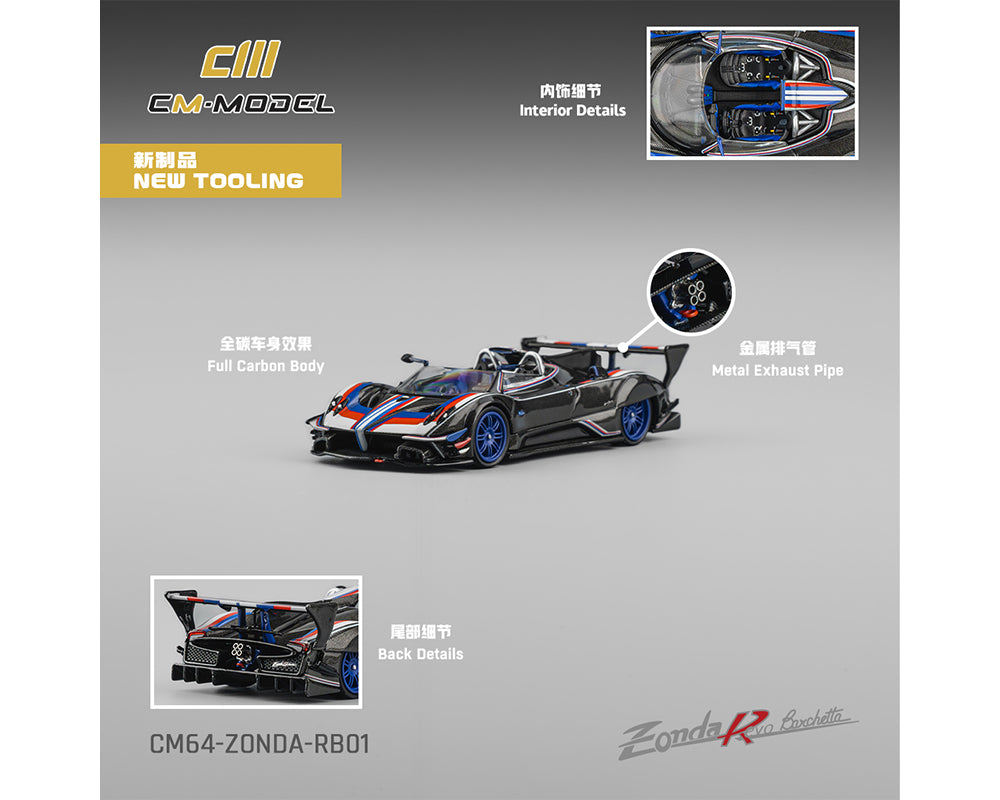 (Preorder) CM Model 1:64 Pagani Zonda Revo Barchetta – Carbon Fiber Black