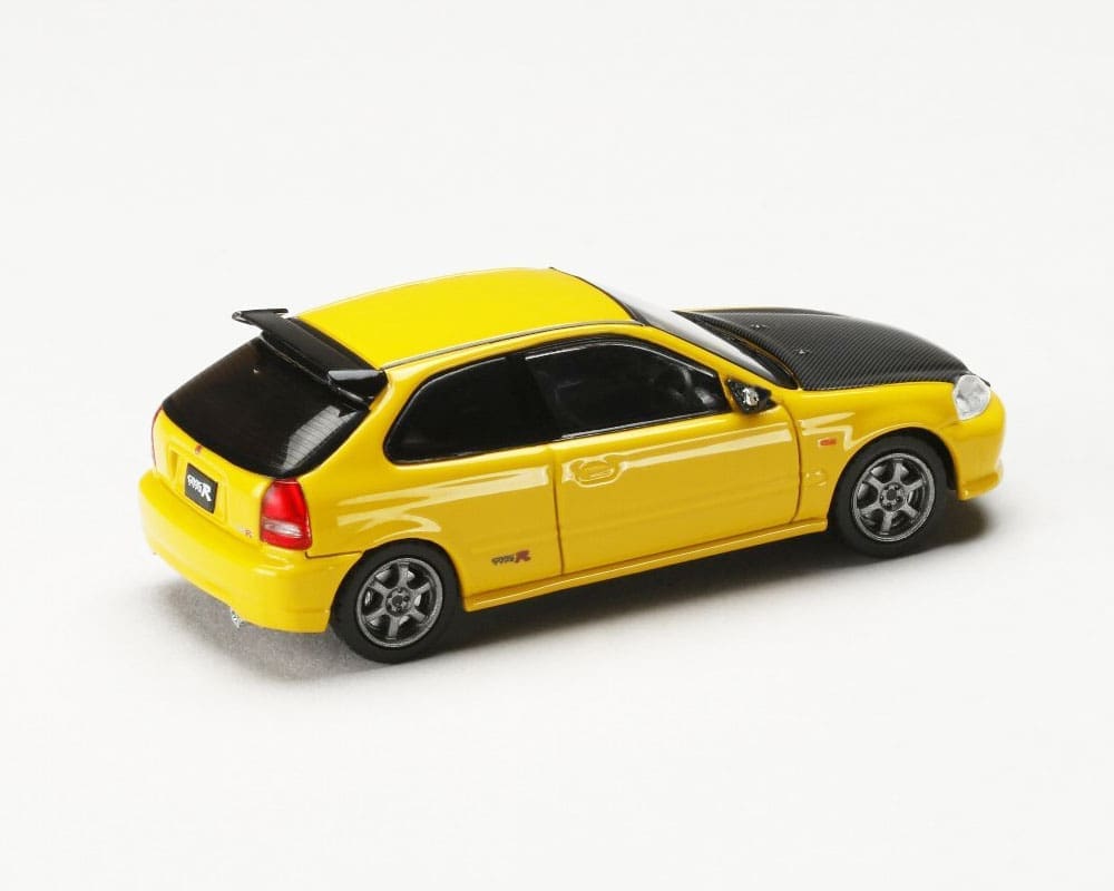 Hobby Japan 1:64 Honda Civic Type R (EK9) JDM Style – Sunlight Yellow with Carbon Hood – JDM64