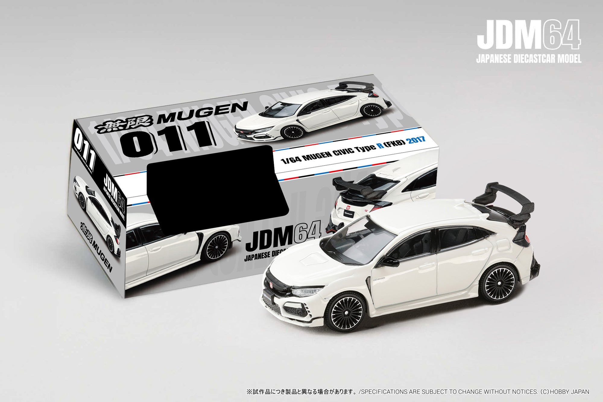 (PREORDER) HOBBY JAPAN JDM64 1/64 MUGEN CIVIC TYPE R (FK8) 2017 - Championship White HJDM011-23
