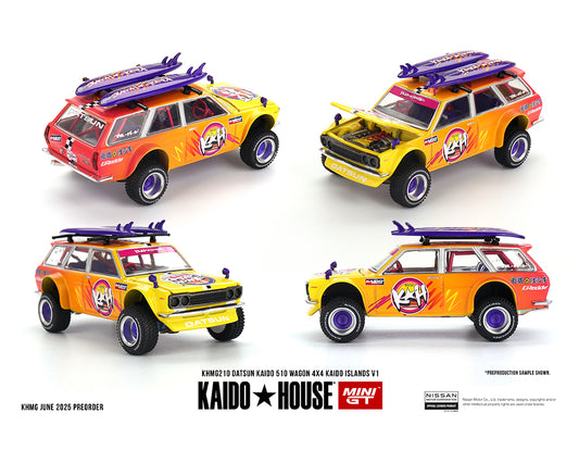 (Preorder) Kaido House x Mini GT 1:64 Datsun KAIDO 510 Wagon 4×4 Kaido ISLANDS V1- Orange