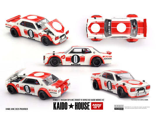 (Preorder) Kaido House x Mini GT 1:64 Nissan Skyline 2000GT-R (KPGC10) Kaido Works V2 – White