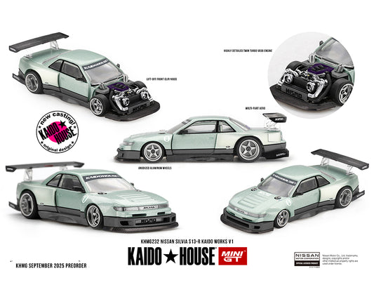 (Preorder) Kaido House x Mini GT Nissan Silvia S13-R KAIDO WORKS V1 – Sea Foam Green