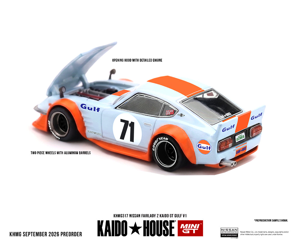 Kaido House Mini GT 1/64 Nissan Fairlady Z Gulf V1 in blue