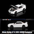 Motorhelix 1/64 scale Nissan GT-R R34 NISMO in white pearl