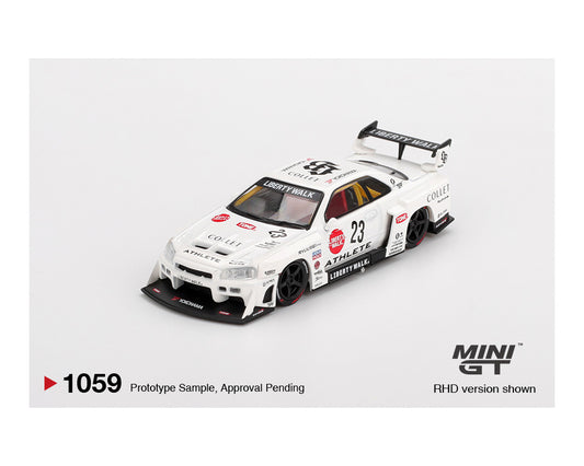 (Preorder) Mini GT 1:64 Nissan LB-ER34 Super Silhouette ATHLETE/COLLET – White