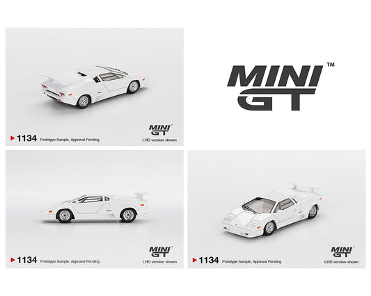 (Preorder) Mini GT 1:64 Lamborghini Countach 25th Anniversary – White – Limited Edition