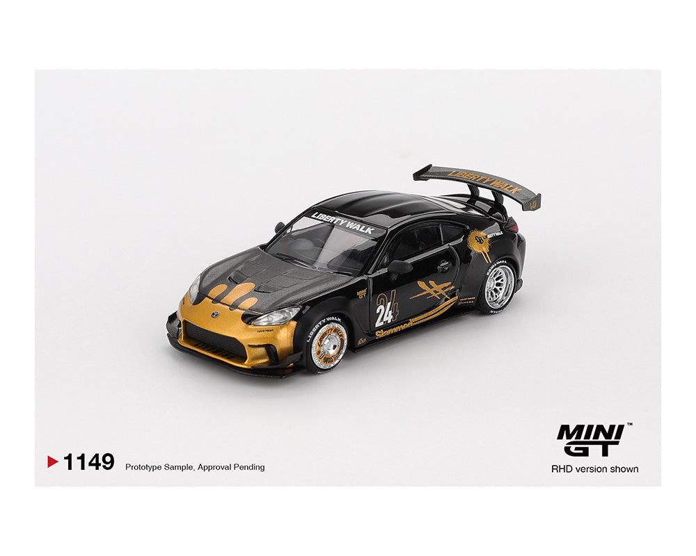 (Preorder) Mini GT 1:64 Toyota GR86 LB★Nation – Black / Gold