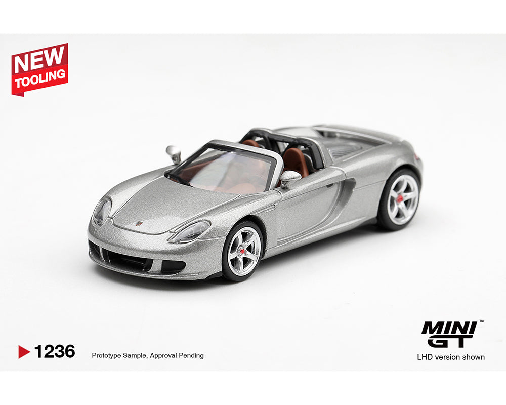 (Preorder) Mini GT 1:64 Porsche Carrera GT – Silver – Limited Edition MGT01236-BL