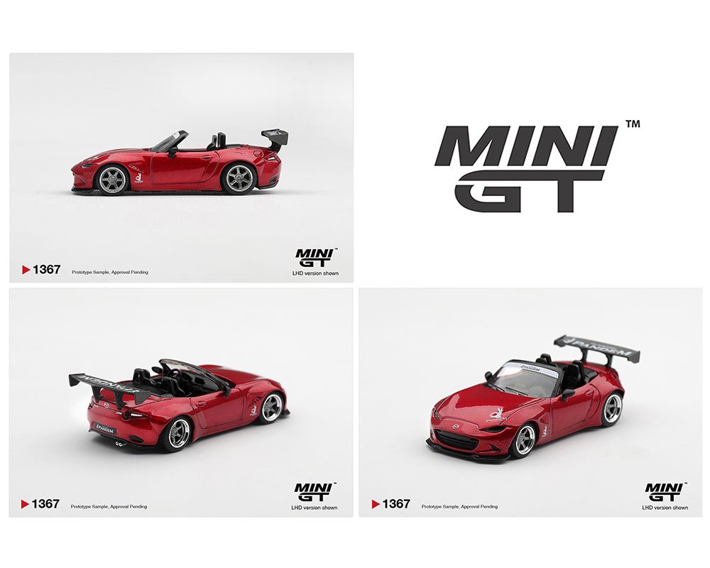 Mini GT 1/64 scale Mazda Miata MX-5 ND with Pandem body kit in Kodo Red