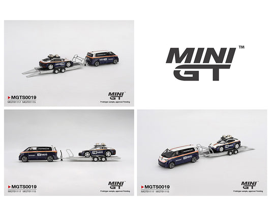 (Preorder) Mini GT 1:64 Porsche 911 Dakar #718 / Volkswagen ID. Buzz Porsche Centrum Gelderland Roughroads Set