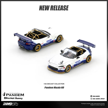 Inno64 1/64 scale Mazda MX-5 ND Miata with Pandem Rocket Bunny V1.0 widebody kit