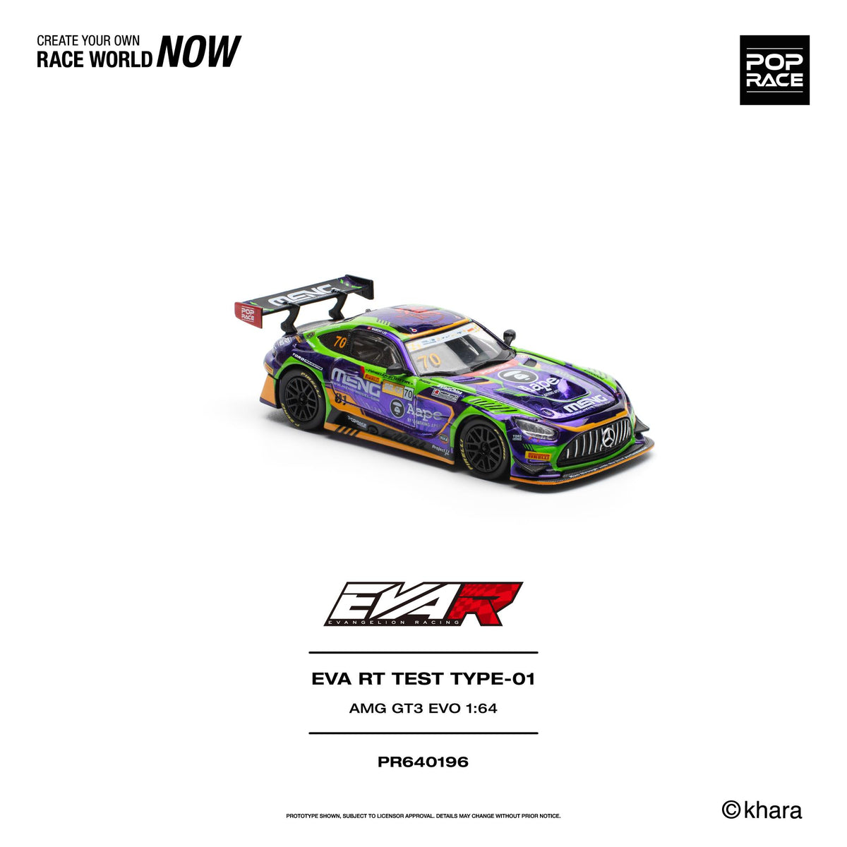 1/64 Poprace AMG GT3 EVO with racing decals and detail wheels