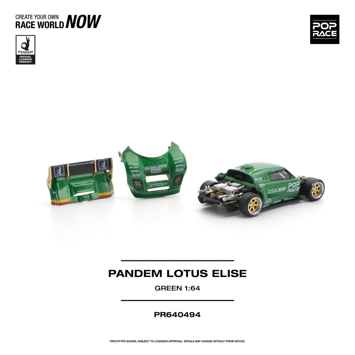1/64 Lotus Elise with Pandem aerodynamic kit, green finish