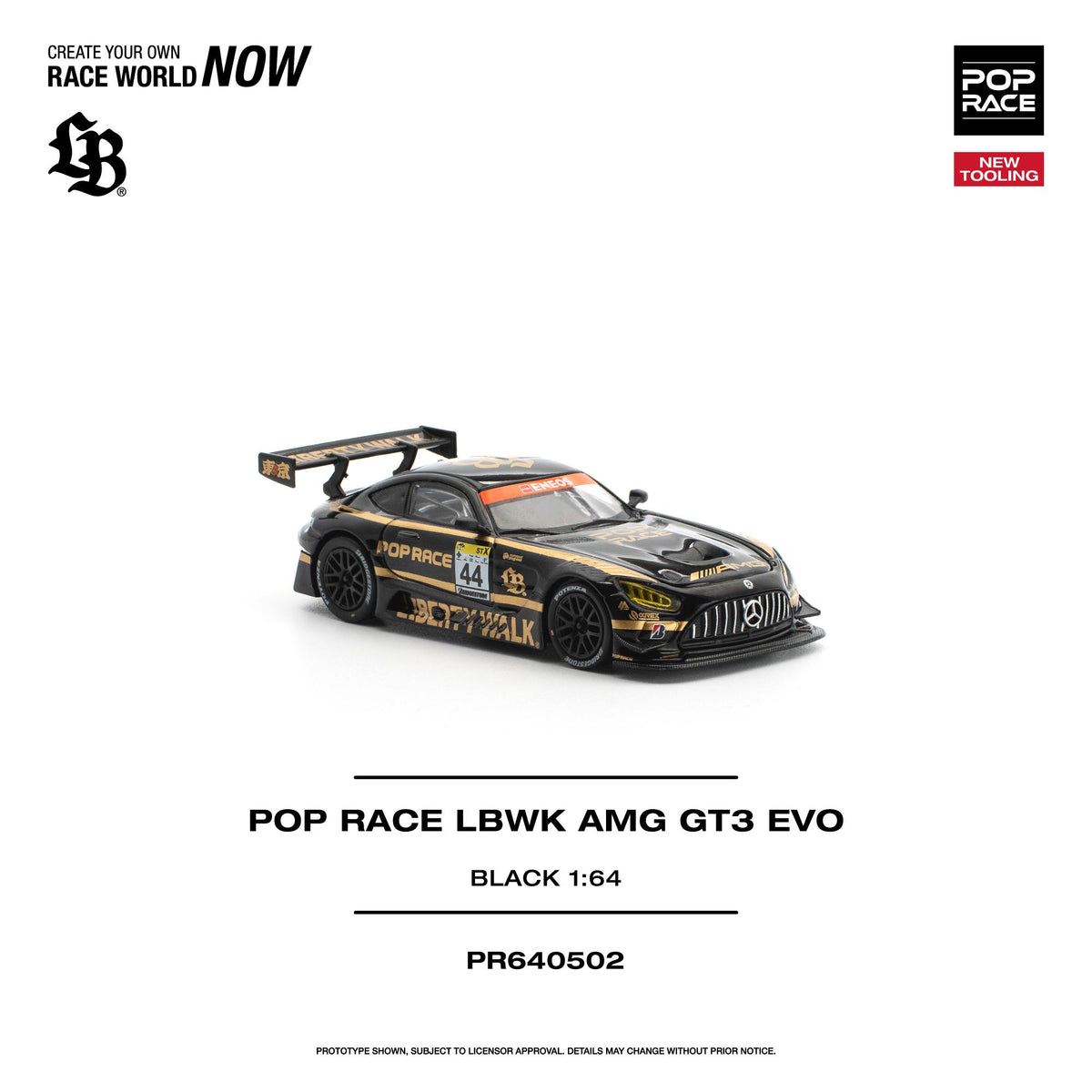 1/64 Pop Race Lb Works Mercedes-AMG GT3 Evo, black finish