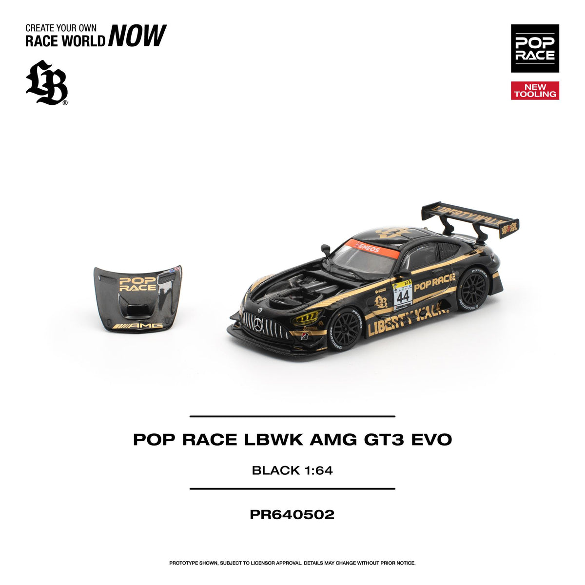 Pop Race 1/64 scale Lb Works AMG GT3 Evo in black