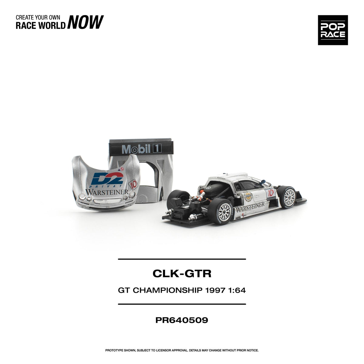 Mercedes-Benz AMG CLK GTR race car model in white with racing stripes detail