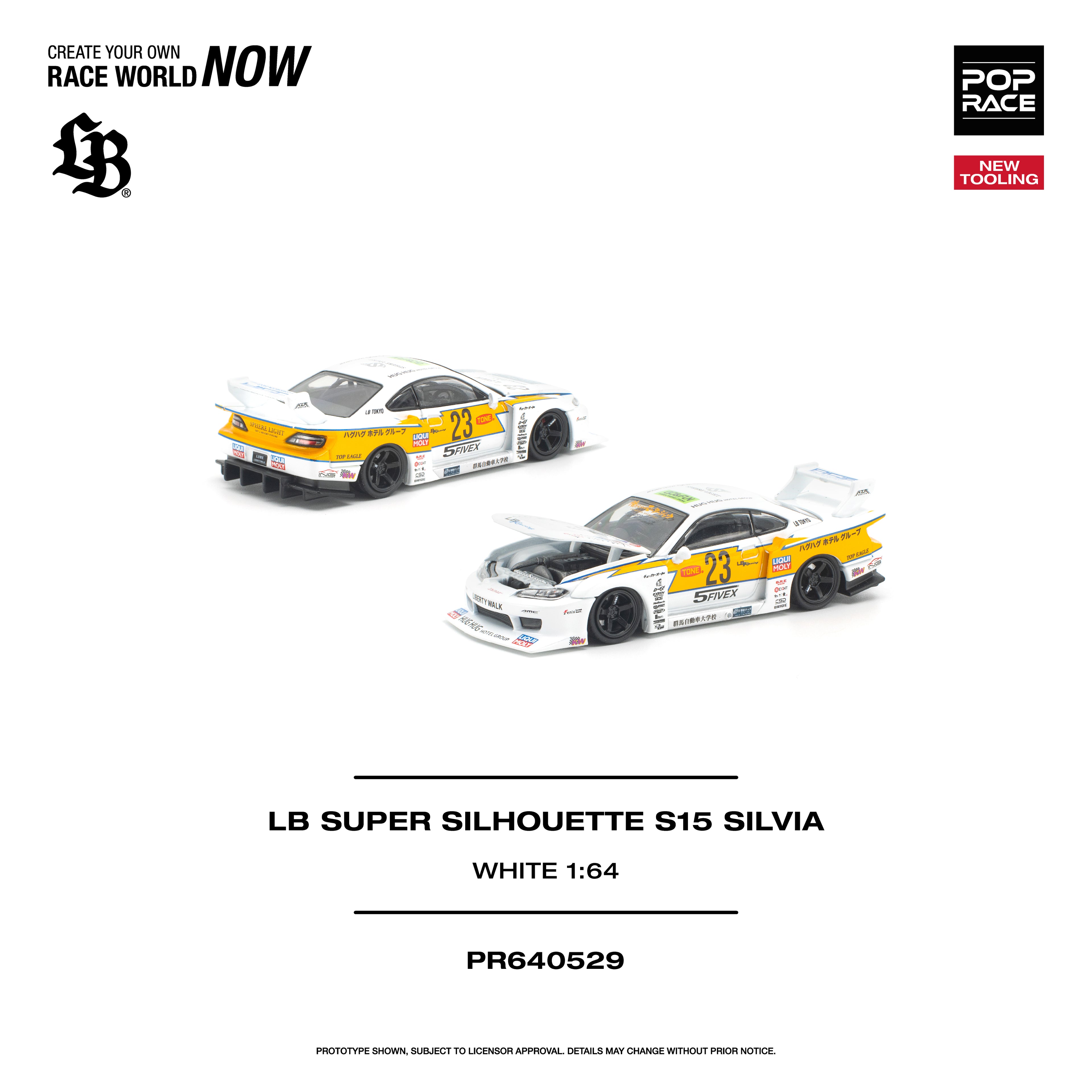 (PREORDER) POPRACE 1/64 LB SUPER SILHOUETTE S15 SILVIA - WHITE PR640529