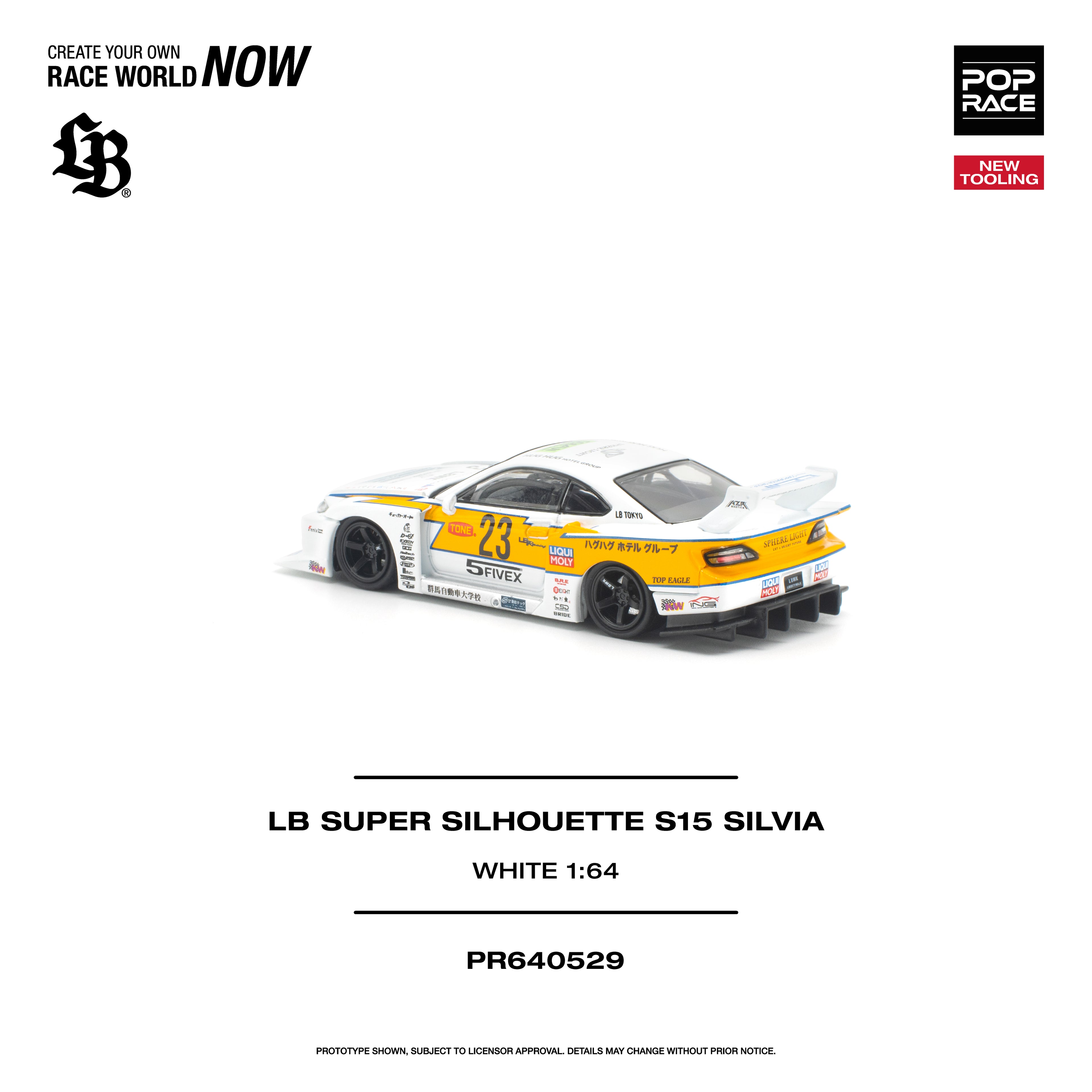 (PREORDER) POPRACE 1/64 LB SUPER SILHOUETTE S15 SILVIA - WHITE PR640529