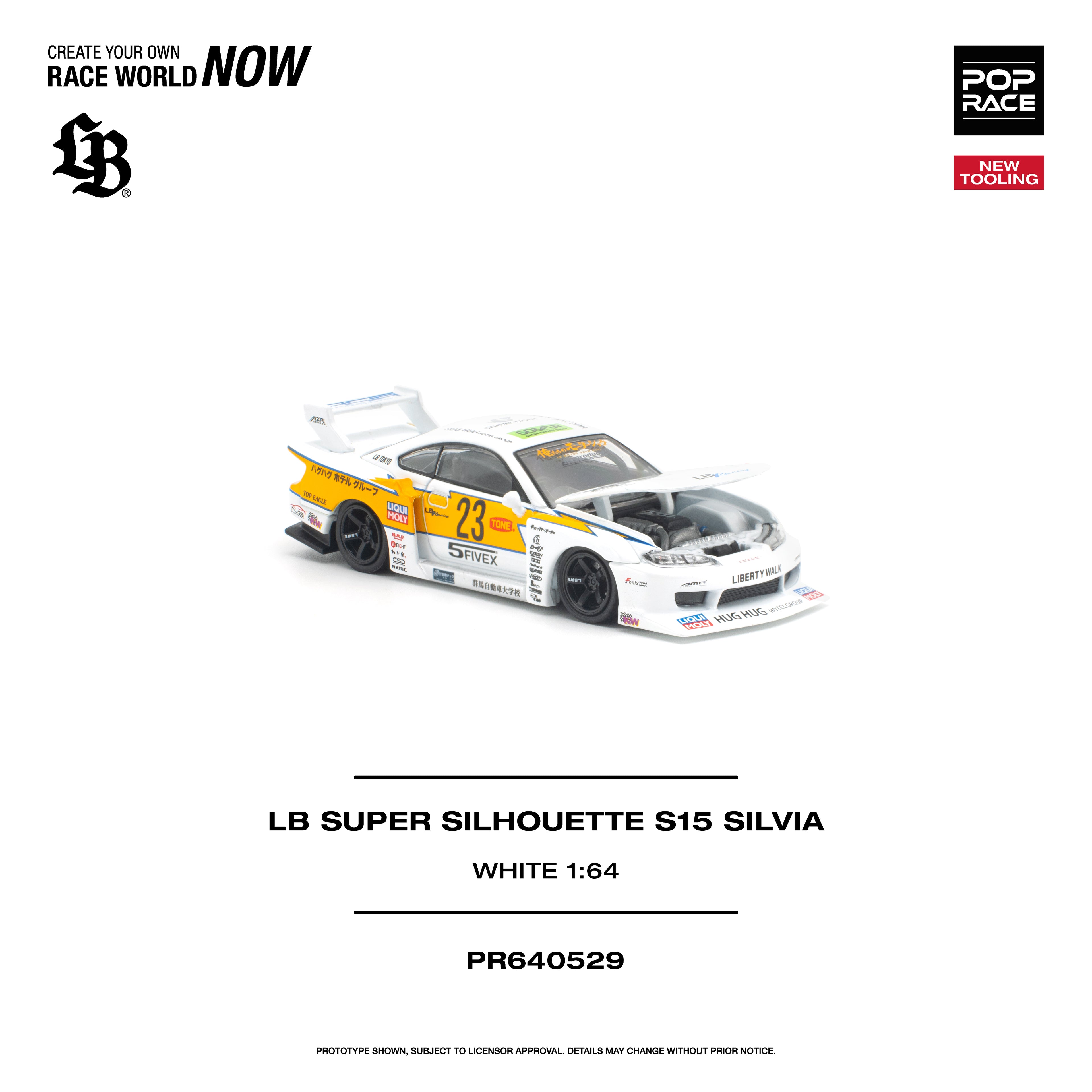 (PREORDER) POPRACE 1/64 LB SUPER SILHOUETTE S15 SILVIA - WHITE PR640529