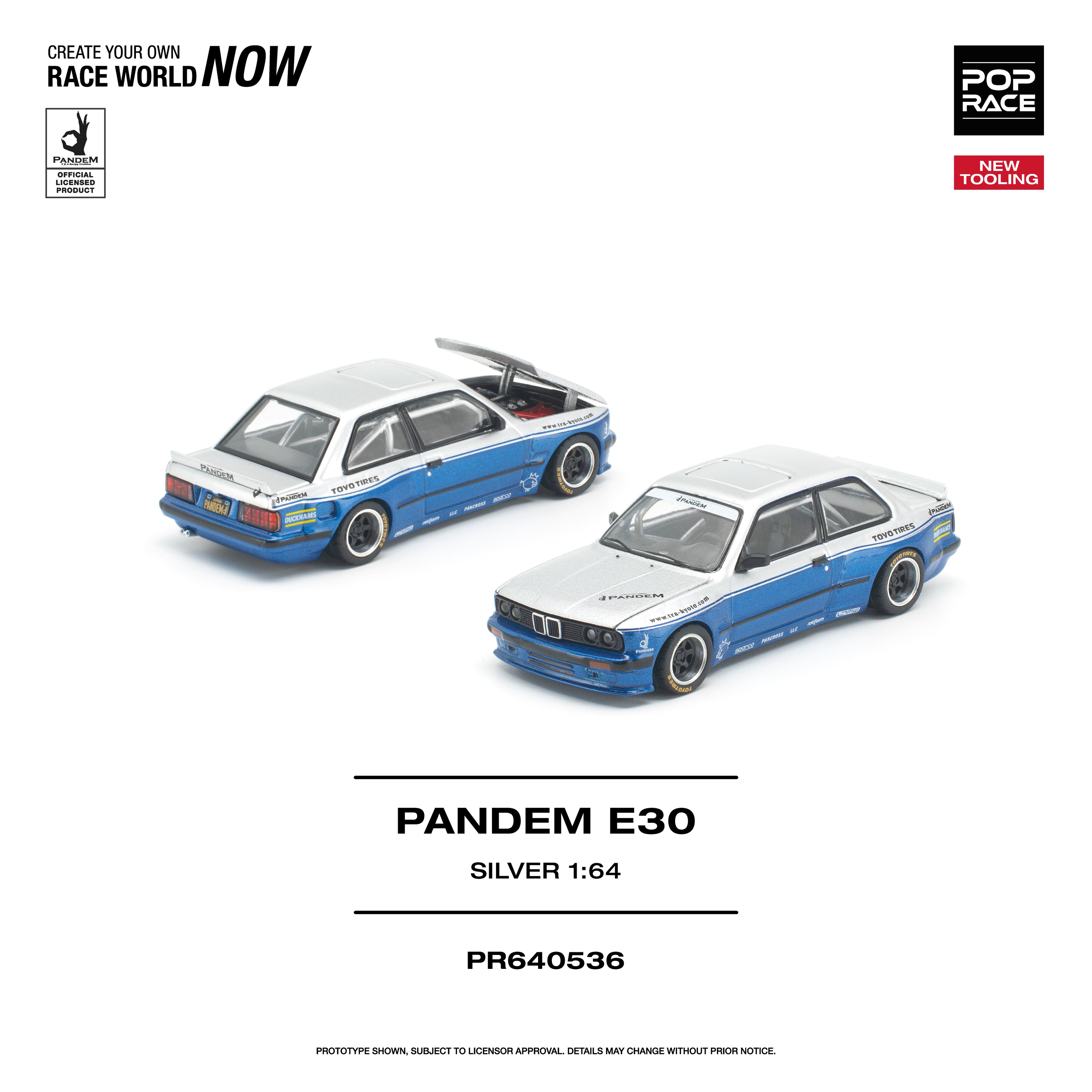 (PREORDER) POPRACE 1/64 PANDEM E30 SILVER PR640536